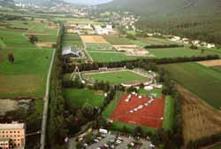 An aerial view of the sports complex in Eschen