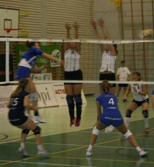 The Gallina volleyball team in action