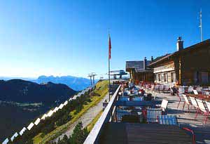 A view of the mountain restaurant At 2000 m above sea level on Sareis, Malbun